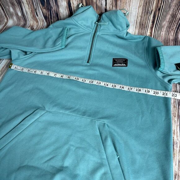 NEW Massive Outdoor Mens Sz Small Teal Repreve 1/4 Zip Hoodie Hooded Sweatshirt - Picture 5 of 10